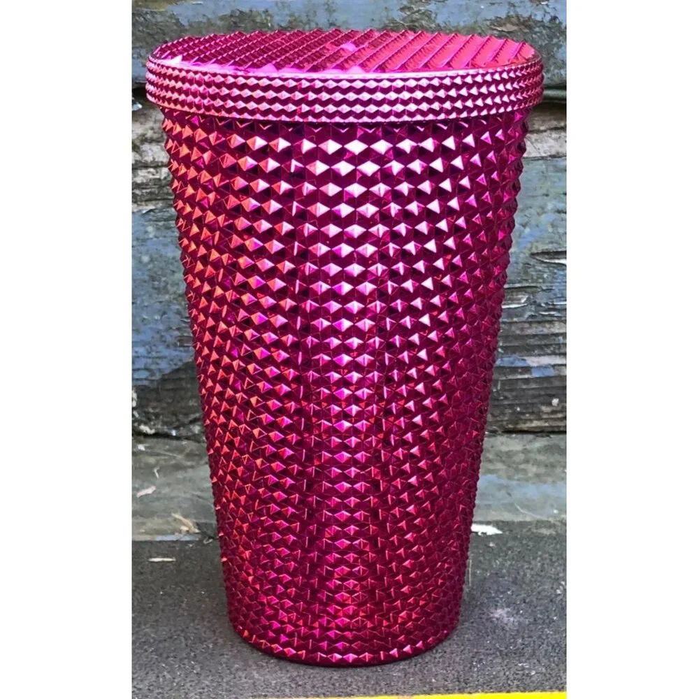 Starbucks Christmas 2022 Grande Sangria 24 oz Metallic Pink Studded Tumbler - Picture 4 of 8